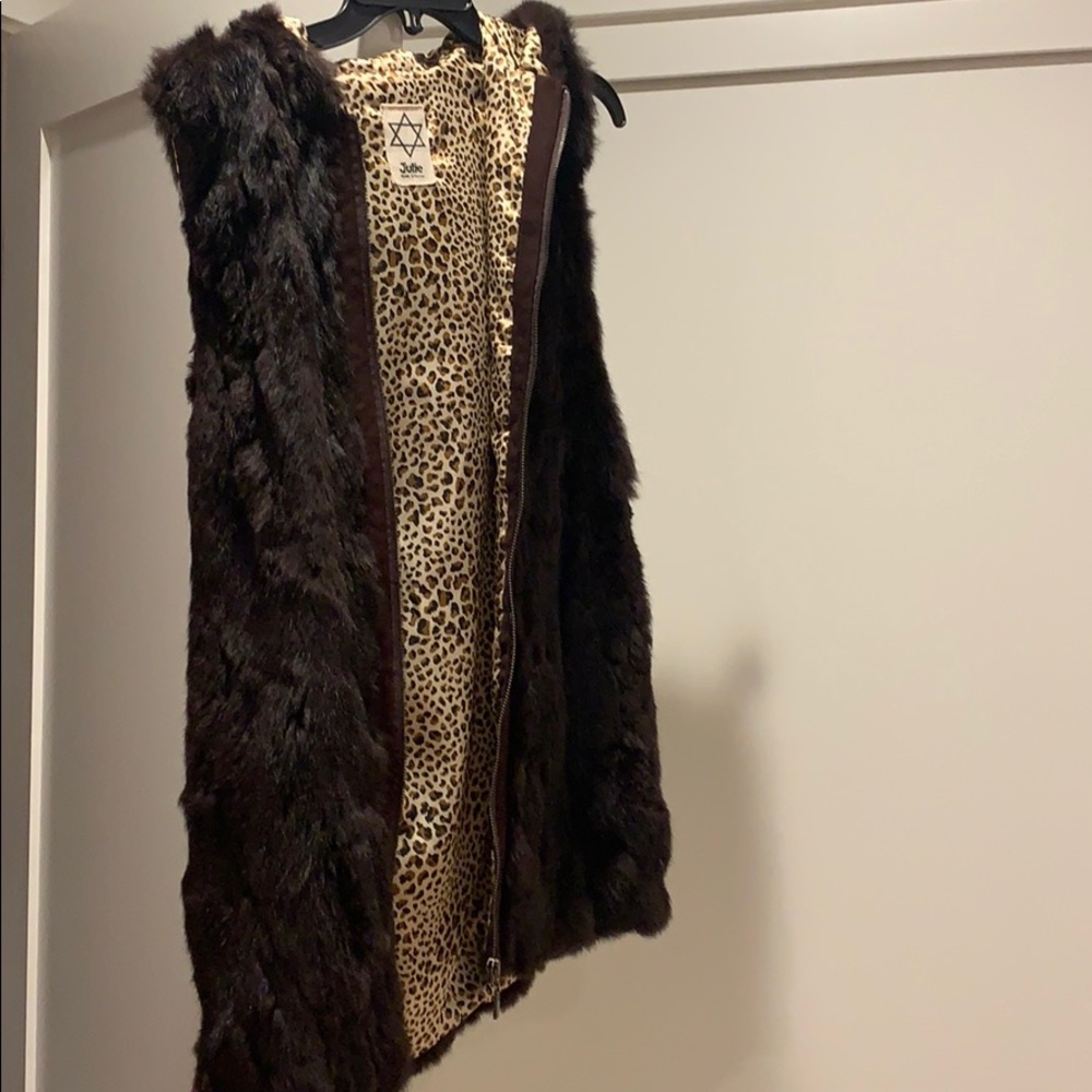 Genuine rabbit fur vest with hood